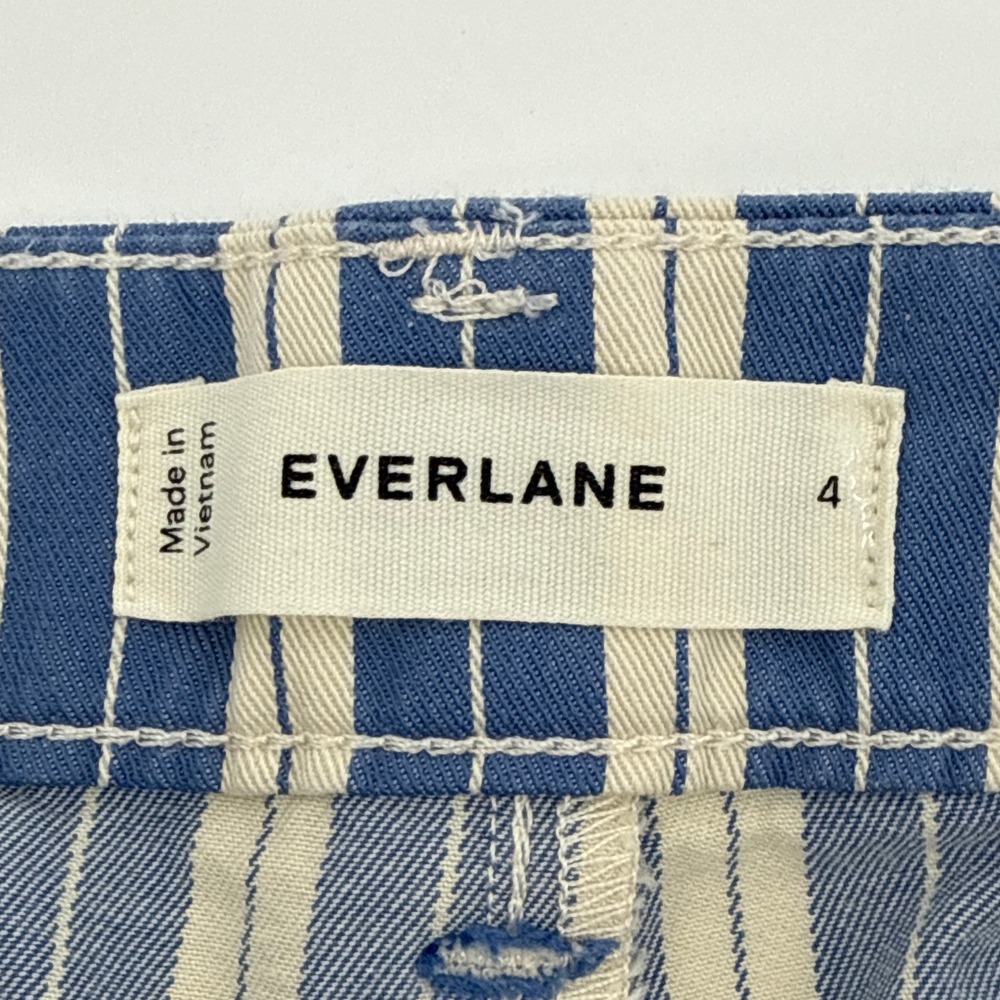 Everlane The Wide-Leg Chino Pants Blue White Stripe High Rise Organic Cotton 4 - Picture 7 of 11
